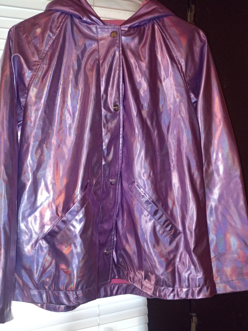 Limited Too Iridescent Purple Hooded Raincoat